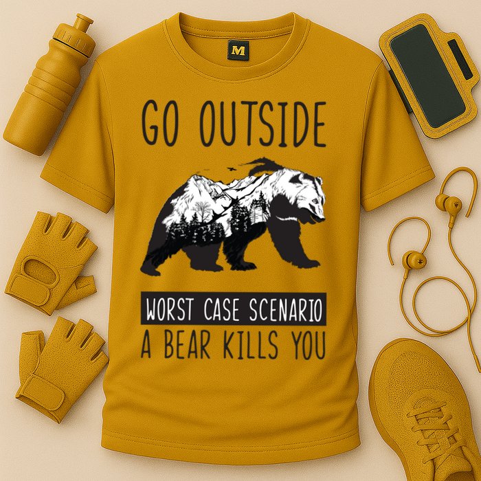 Funny Bear Camping Cooling Performance Crew T-Shirt