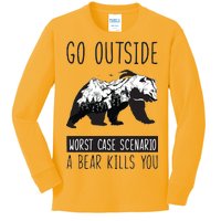 Funny Bear Camping Kids Long Sleeve Shirt