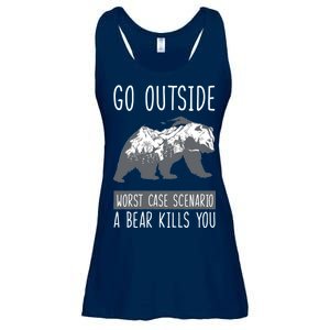 Funny Bear Camping Ladies Essential Flowy Tank