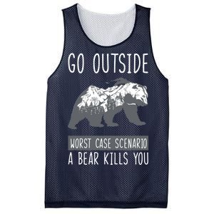 Funny Bear Camping Mesh Reversible Basketball Jersey Tank