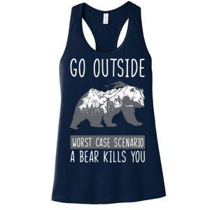 Funny Bear Camping Women's Racerback Tank