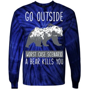 Funny Bear Camping Tie-Dye Long Sleeve Shirt