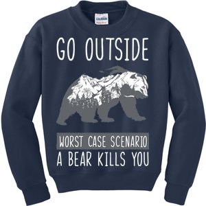 Funny Bear Camping Kids Sweatshirt