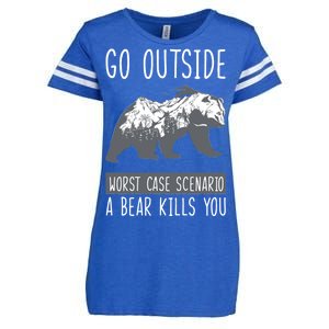 Funny Bear Camping Enza Ladies Jersey Football T-Shirt