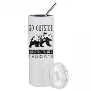 Funny Bear Camping Stainless Steel Tumbler