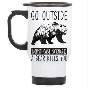 Funny Bear Camping Stainless Steel Travel Mug