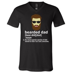 Funny Bearded Dad Definition  V-Neck T-Shirt