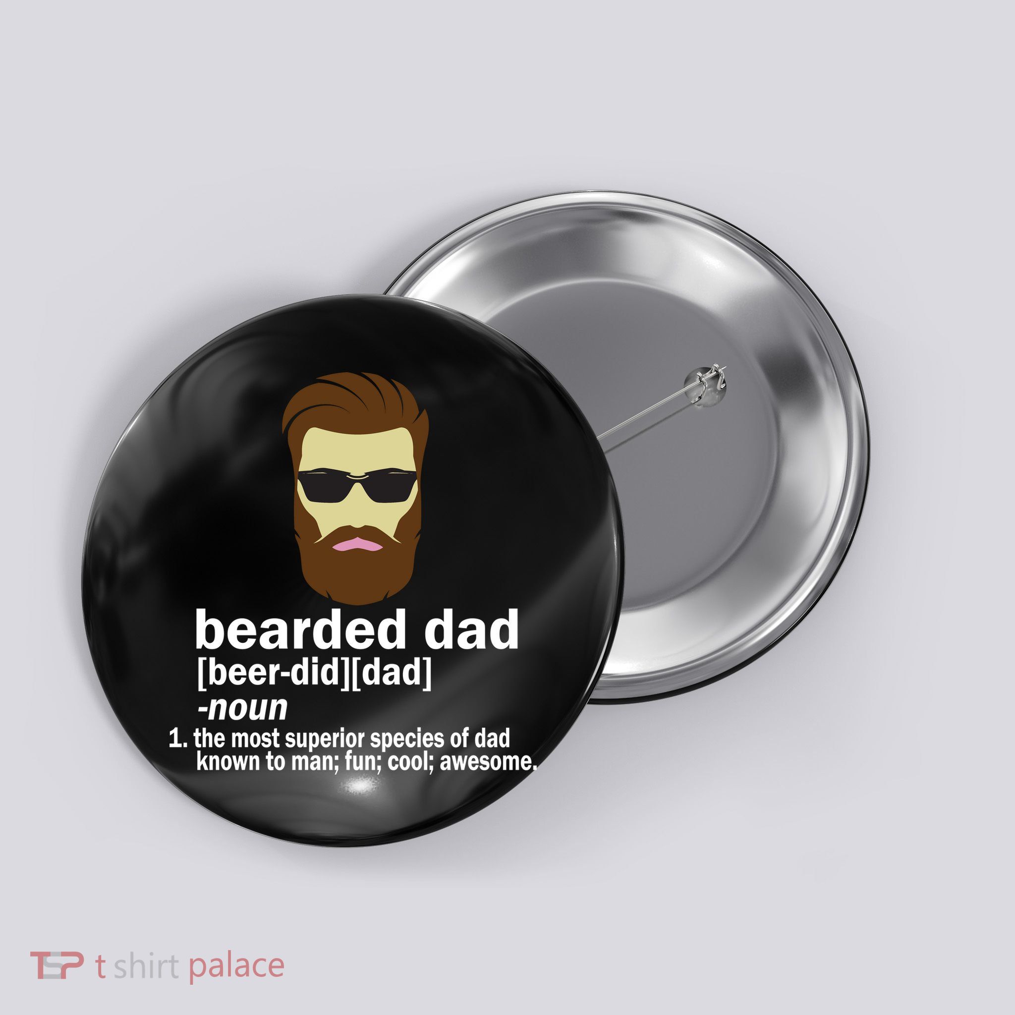 Funny Bearded Dad Definition  Button