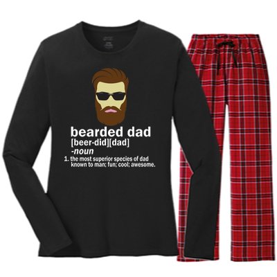 Funny Bearded Dad Definition  Women's Long Sleeve Flannel Pajama Set 