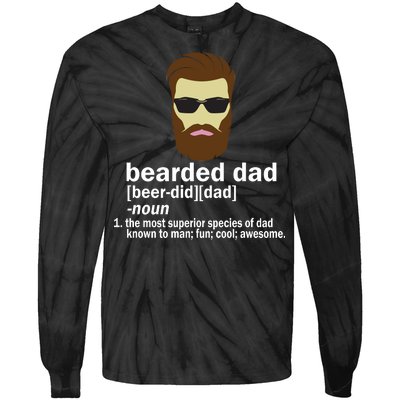 Funny Bearded Dad Definition  Tie-Dye Long Sleeve Shirt