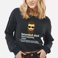 Funny Bearded Dad Definition  Cropped Pullover Crew