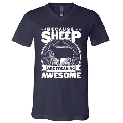 Funny Because Sheep Are Freaking Awesome V-Neck T-Shirt