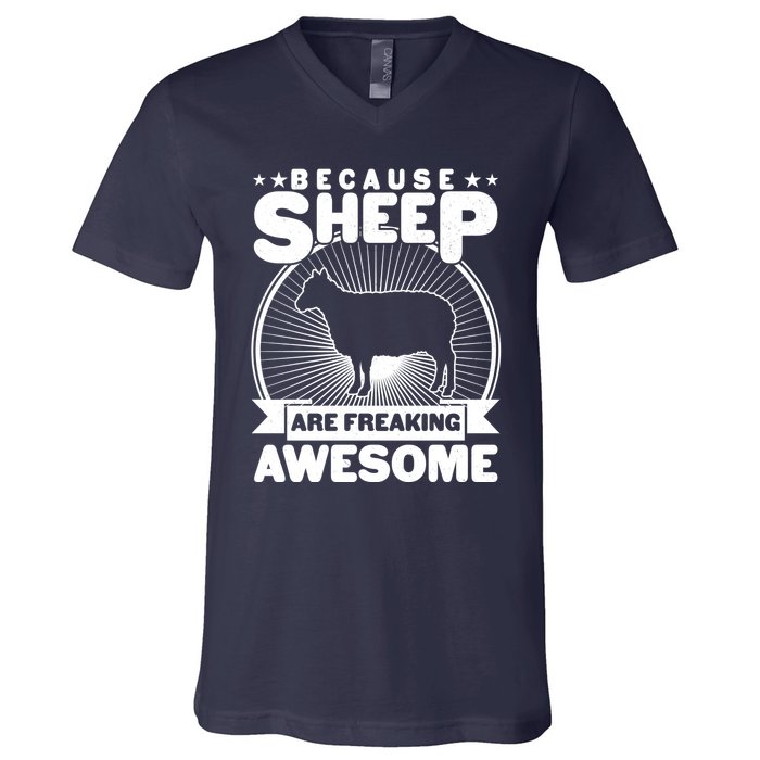 Funny Because Sheep Are Freaking Awesome V-Neck T-Shirt