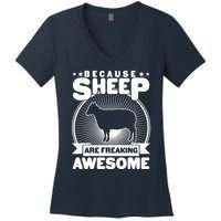 Funny Because Sheep Are Freaking Awesome Women's V-Neck T-Shirt