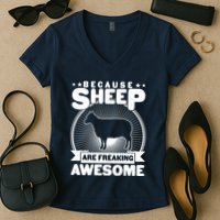 Funny Because Sheep Are Freaking Awesome Women's V-Neck T-Shirt