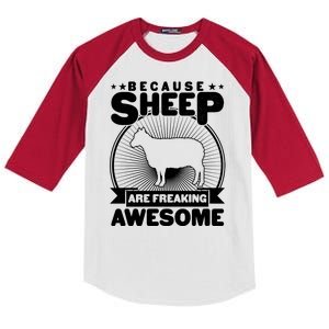 Funny Because Sheep Are Freaking Awesome Kids Colorblock Raglan Jersey