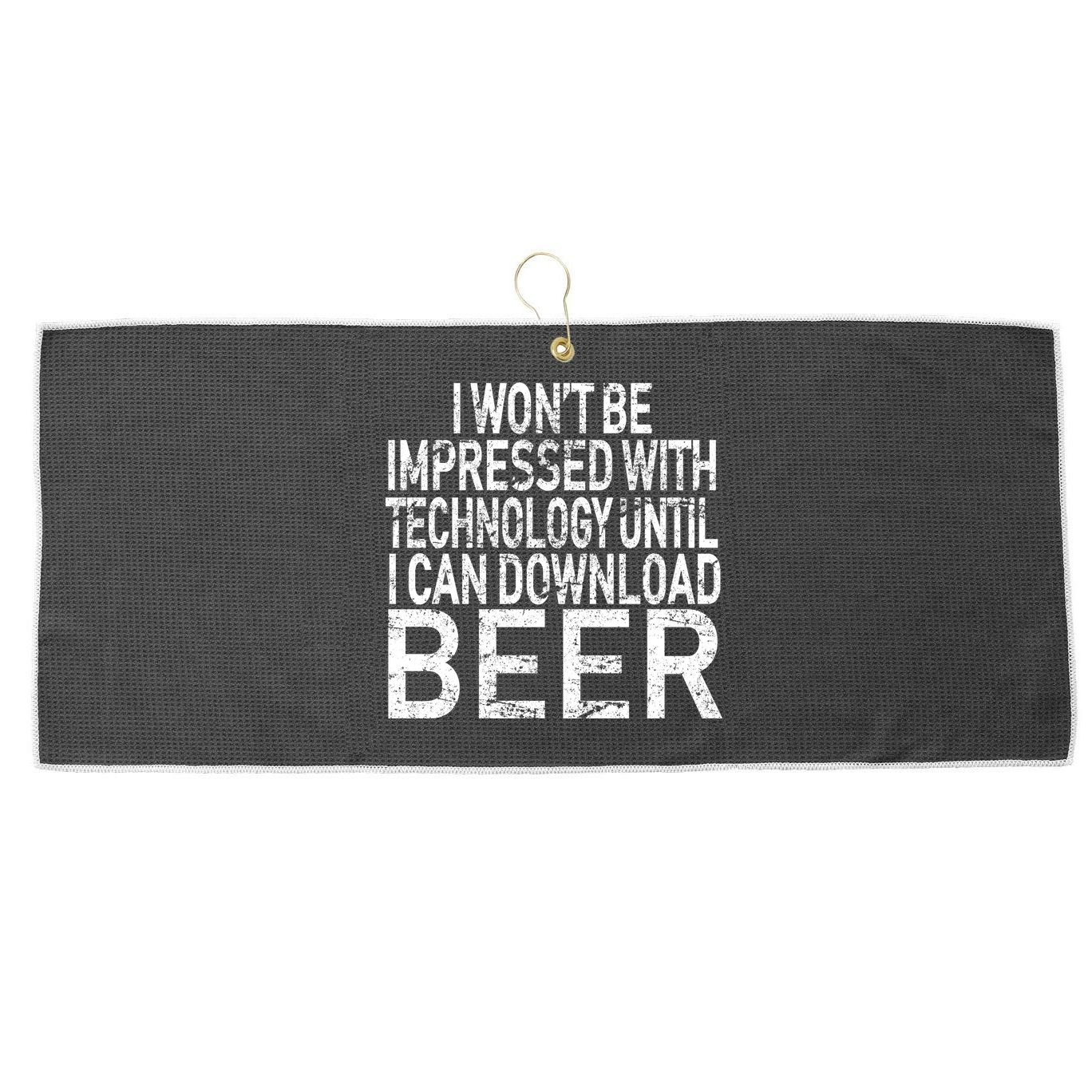 Funny Beer Drinker Large Microfiber Waffle Golf Towel