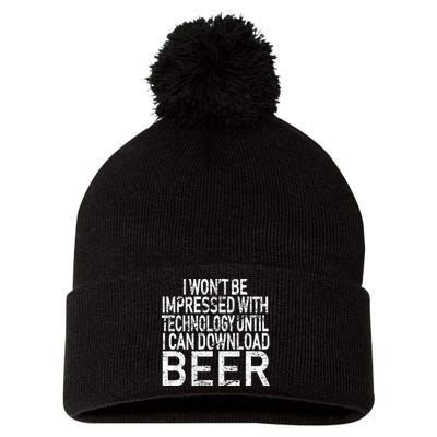 Funny Beer Drinker Pom Pom 12in Knit Beanie
