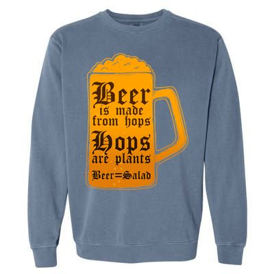 Funny Beer Equals Salad Garment-Dyed Sweatshirt