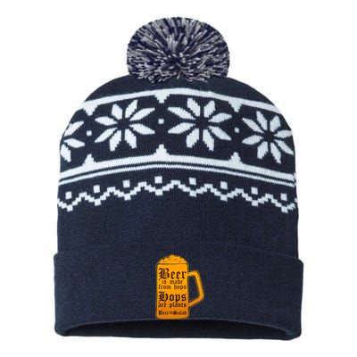 Funny Beer Equals Salad USA-Made Snowflake Beanie