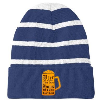 Funny Beer Equals Salad Striped Beanie with Solid Band