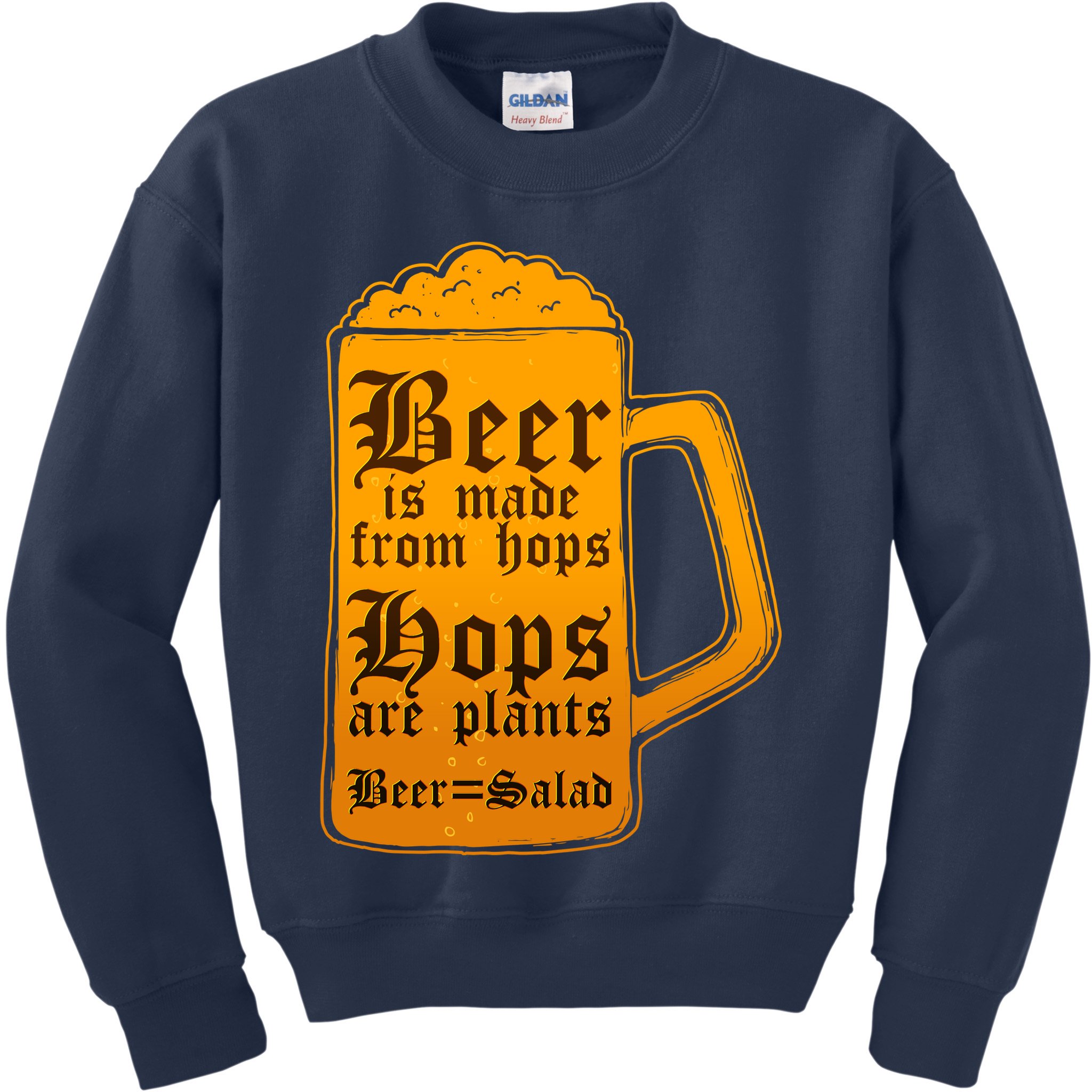 Funny Beer Equals Salad Kids Sweatshirt