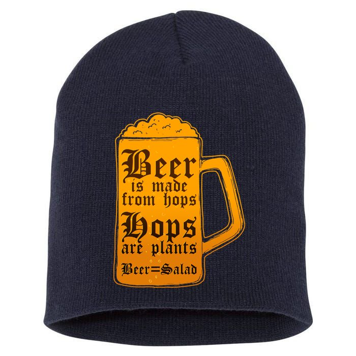 Funny Beer Equals Salad Short Acrylic Beanie