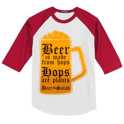 Funny Beer Equals Salad Kids Colorblock Raglan Jersey