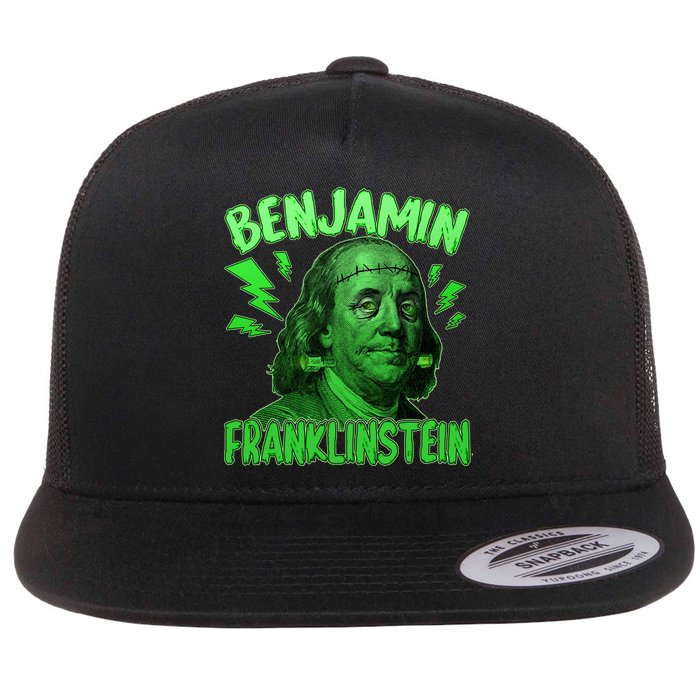 Funny Benjamin Franklinstein Flat Bill Trucker Hat