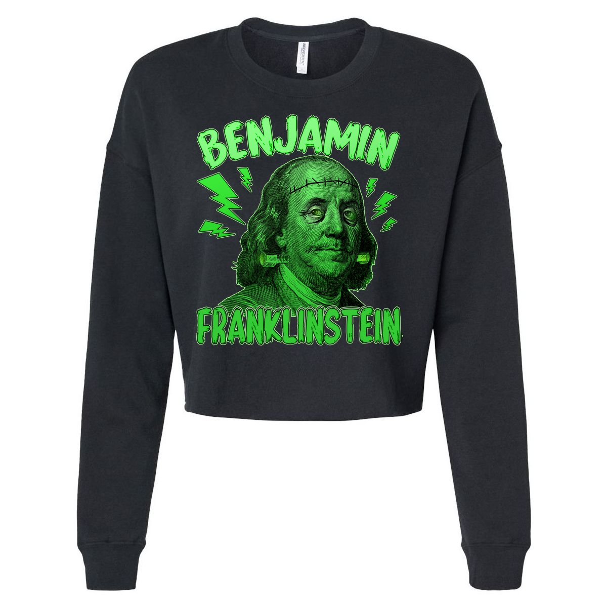 Funny Benjamin Franklinstein Cropped Pullover Crew