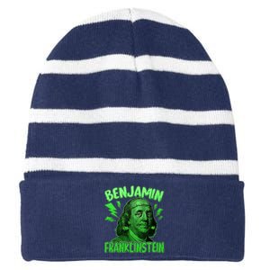 Funny Benjamin Franklinstein Striped Beanie with Solid Band