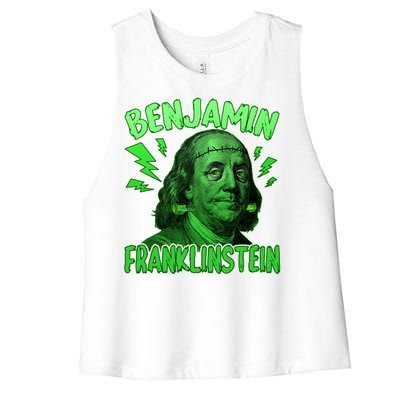 Funny Benjamin Franklinstein Women's Racerback Cropped Tank