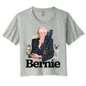 Funny Bernie Sanders Cats Women's Crop Top Tee