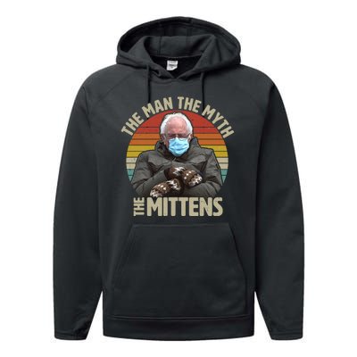 Funny Bernie Sanders Meme The Man The Myth The Mittens Performance Fleece Hoodie