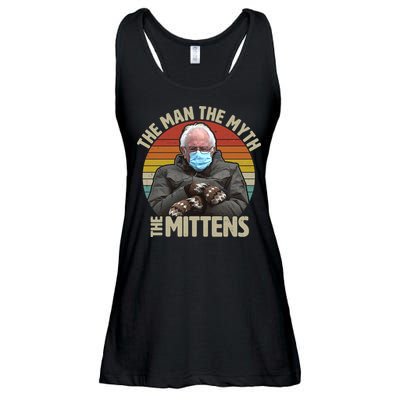 Funny Bernie Sanders Meme The Man The Myth The Mittens Ladies Essential Flowy Tank