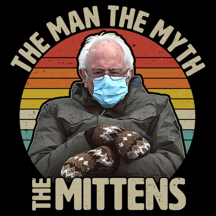 Funny Bernie Sanders Meme The Man The Myth The Mittens Flatbill Hat