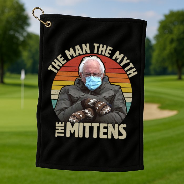 Funny Bernie Sanders Meme The Man The Myth The Mittens Golf Towel