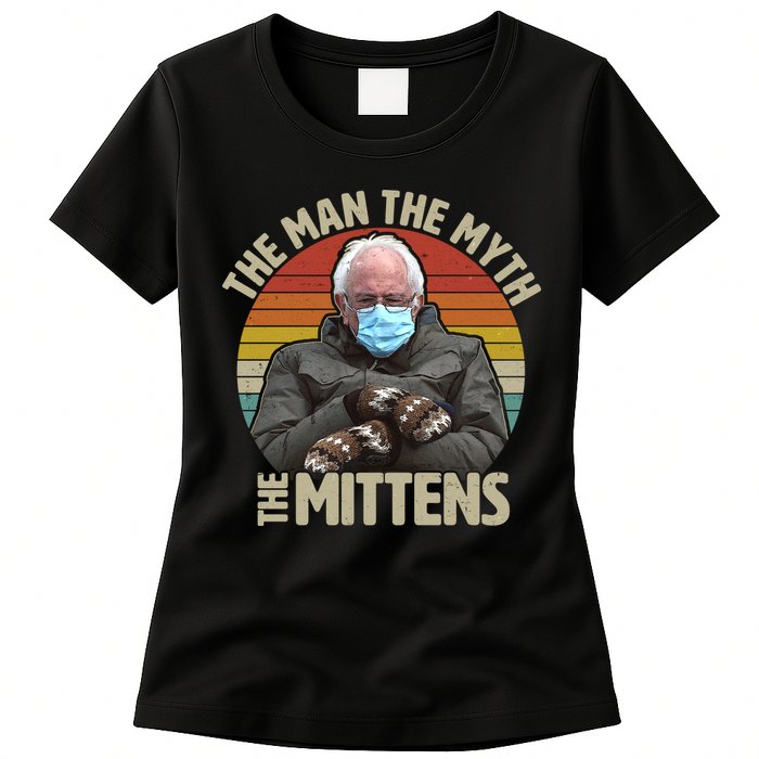 Funny Bernie Sanders Meme The Man The Myth The Mittens Womens T-Shirt