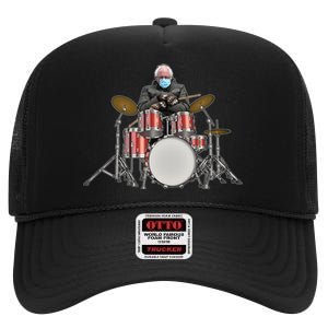 Funny Bernie Sanders Mittens Meme Drummer High Crown Mesh Back Trucker Hat