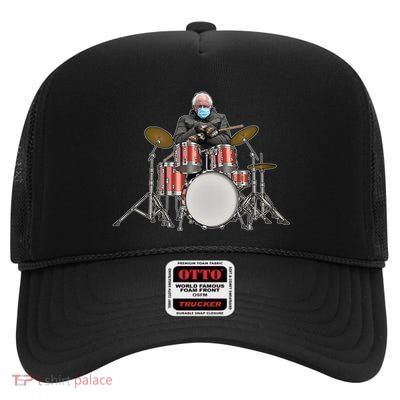 Funny Bernie Sanders Mittens Meme Drummer High Crown Mesh Back Trucker Hat