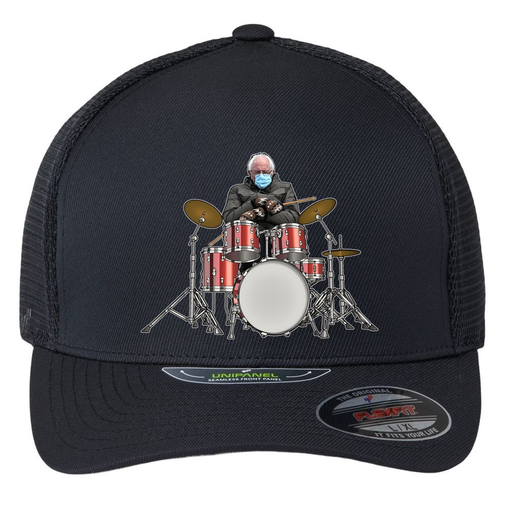 Funny Bernie Sanders Mittens Meme Drummer Flexfit Unipanel Trucker Cap