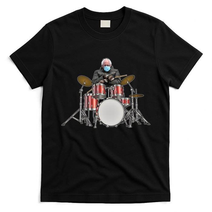 Funny Bernie Sanders Mittens Meme Drummer T-Shirt