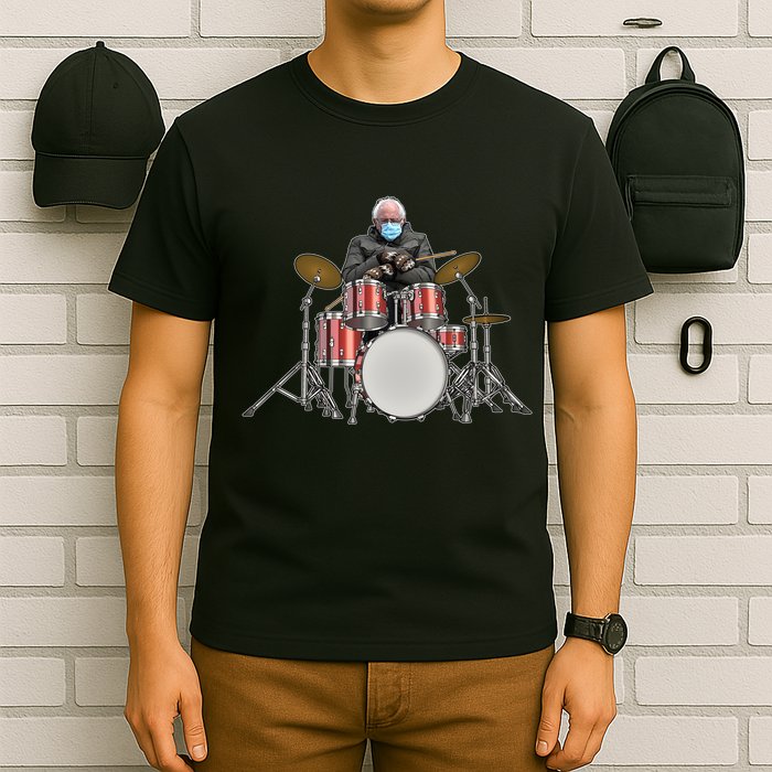 Funny Bernie Sanders Mittens Meme Drummer T-Shirt
