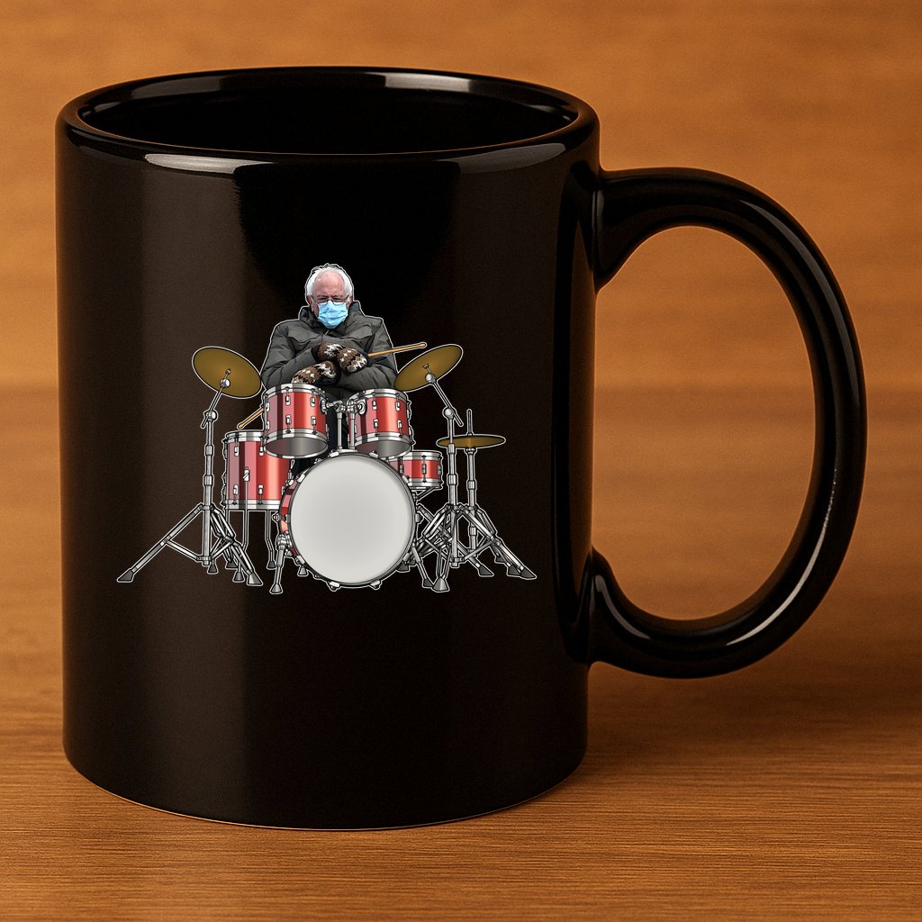 Funny Bernie Sanders Mittens Meme Drummer 11oz C Handle Ceramic Mug