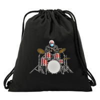 Funny Bernie Sanders Mittens Meme Drummer Drawstring Bag