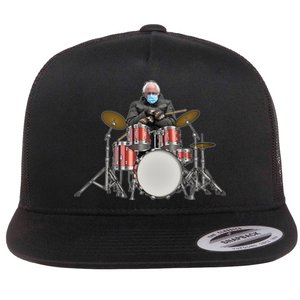 Funny Bernie Sanders Mittens Meme Drummer Flat Bill Trucker Hat