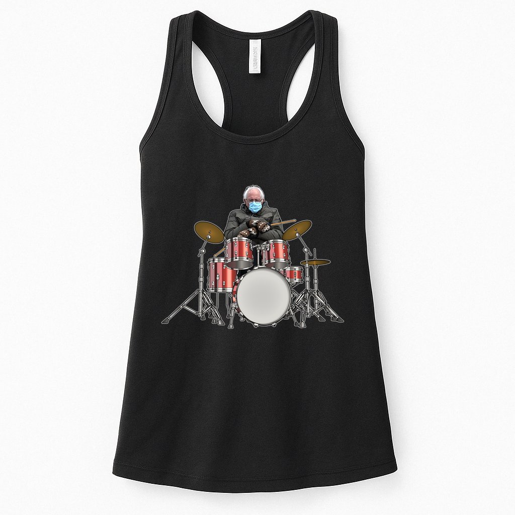 Funny Bernie Sanders Mittens Meme Drummer Womens Tank Top