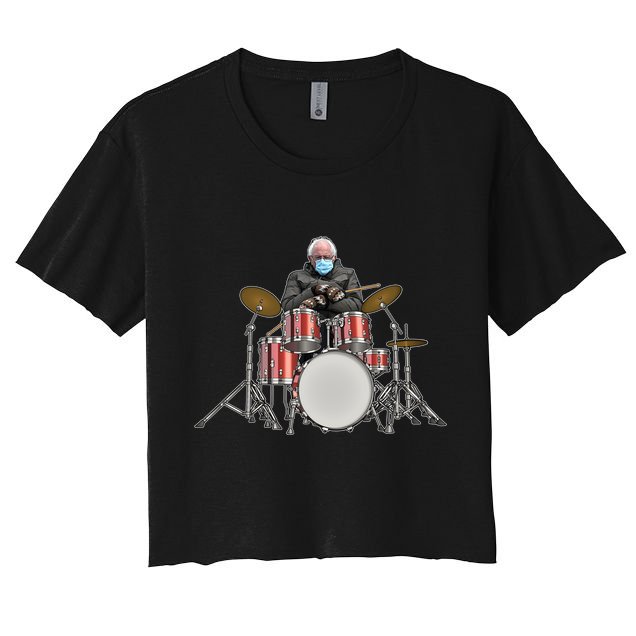 Funny Bernie Sanders Mittens Meme Drummer Crop Top