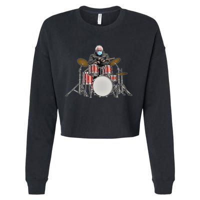Funny Bernie Sanders Mittens Meme Drummer Cropped Pullover Crew