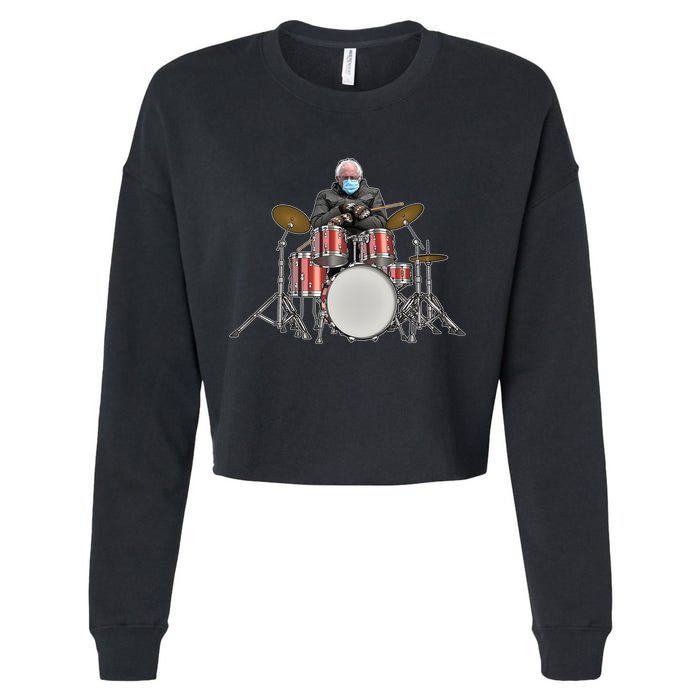 Funny Bernie Sanders Mittens Meme Drummer Cropped Pullover Crew